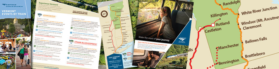 Brochure and ad for Amtrak marketing campaign.