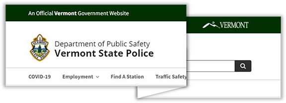 State of Vermont Web Template Header with Optional Approved Department Logo