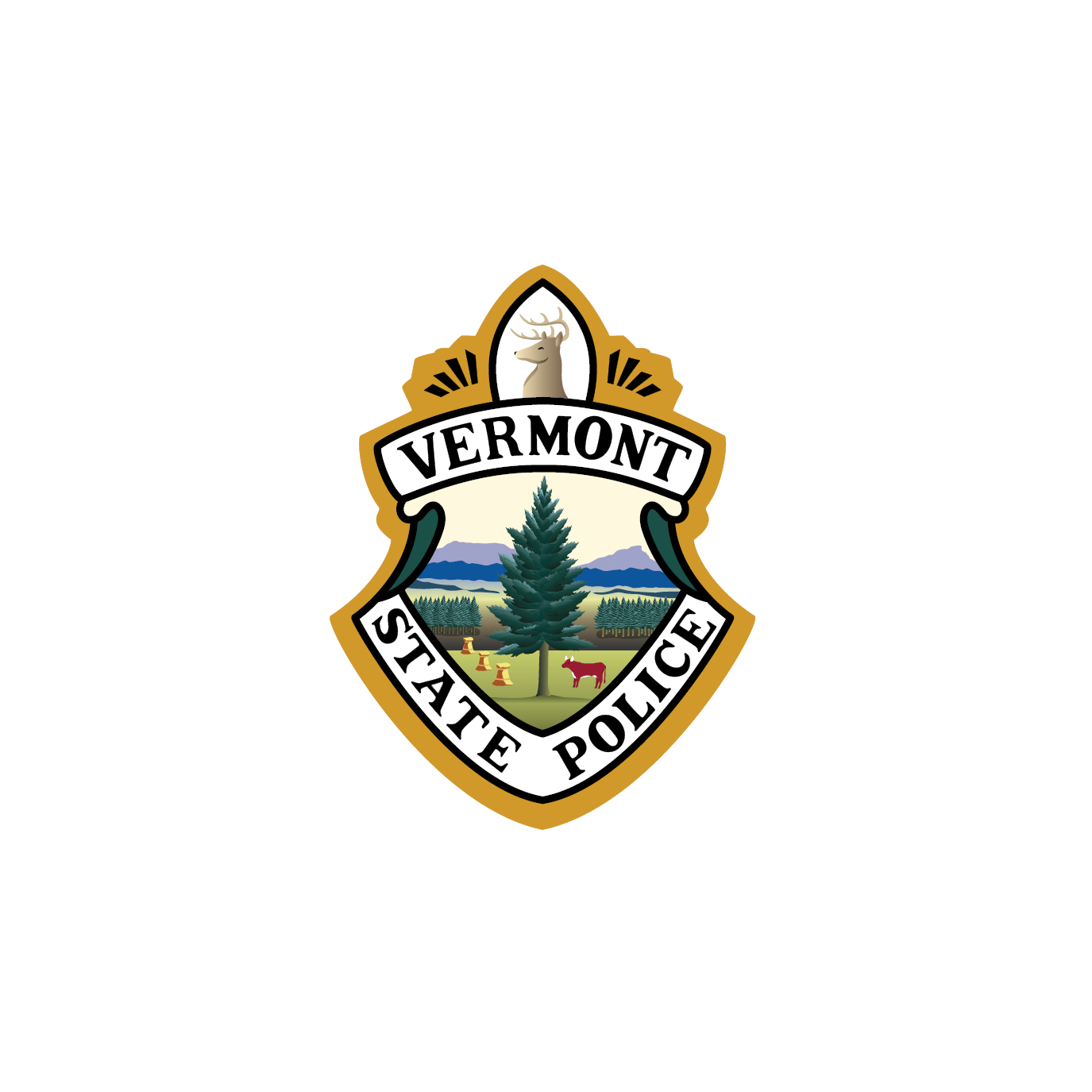 Vermont State Police logo.